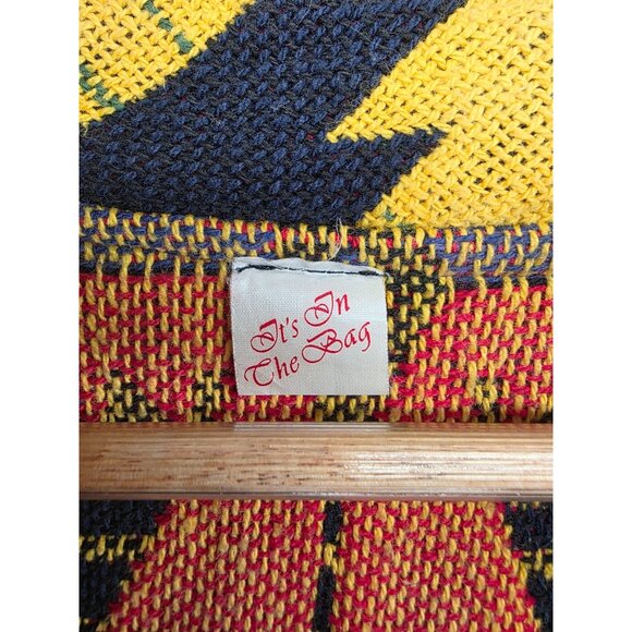 Tapestry Duster Cardigan Double-Sided Vintage Handmade Aztec  Free Size Rainbow - Picture 5 of 5